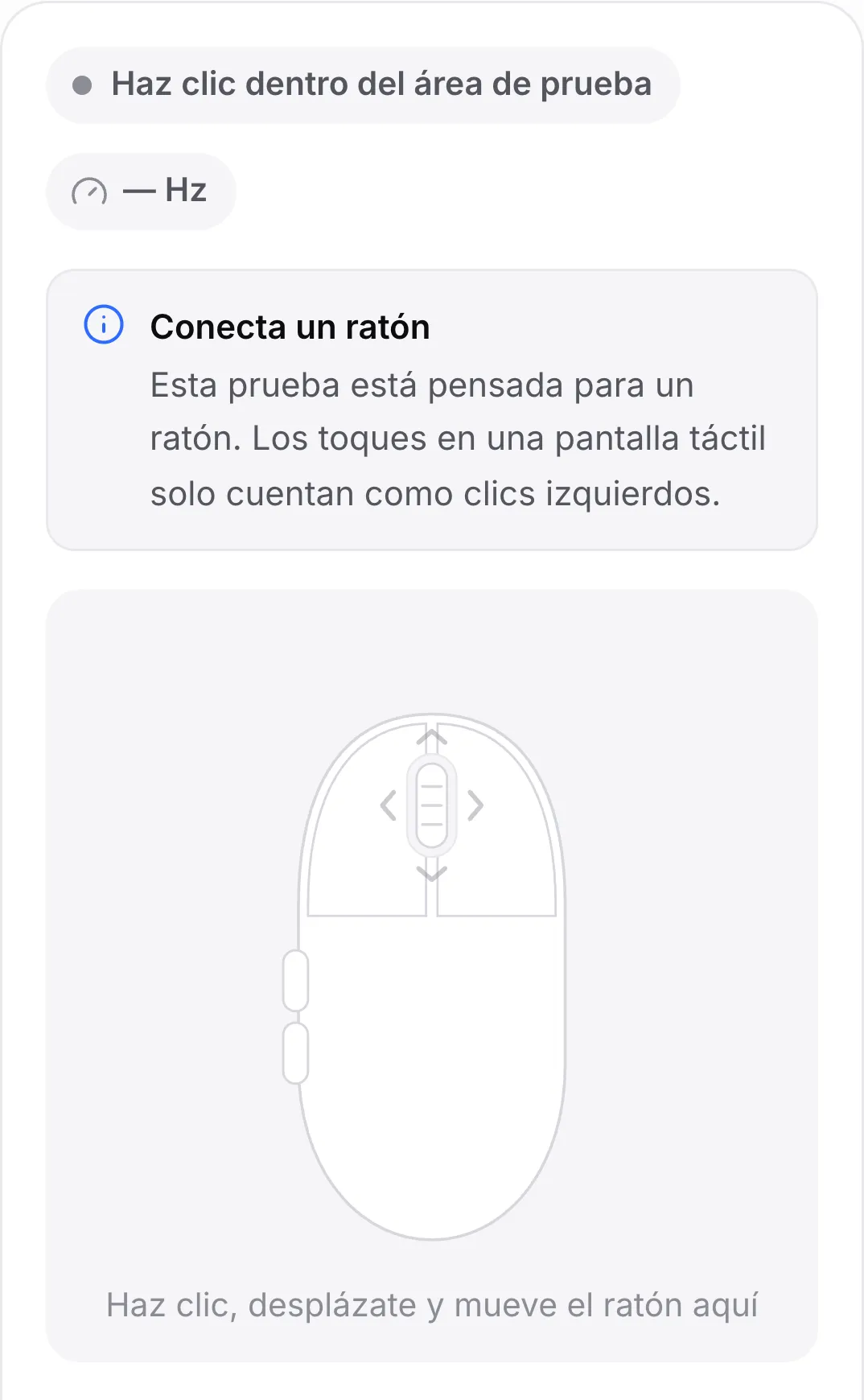 La prueba de ratón en un teléfono con el aviso “Conecta un ratón”